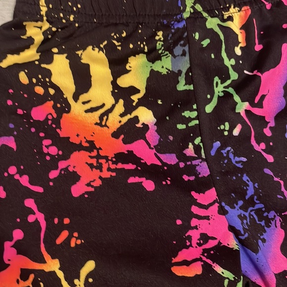 Size 4 girls, gymnastics/dance outfit black with neon paint splatter design - Picture 3 of 3